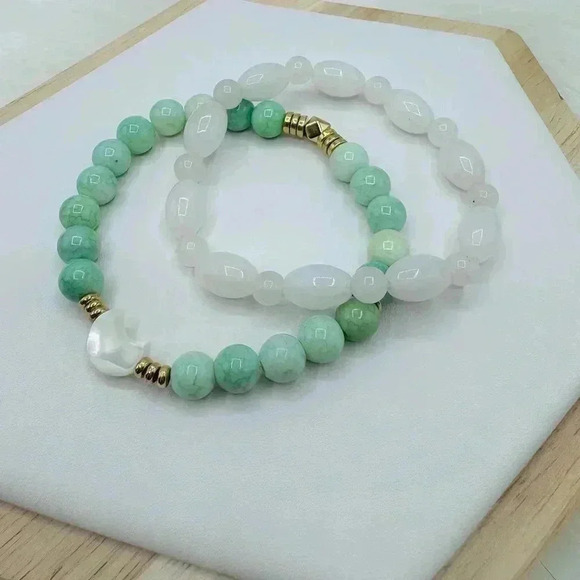 Green Crescent Matcha Theme Bracelet Duo - Picture 4 of 5